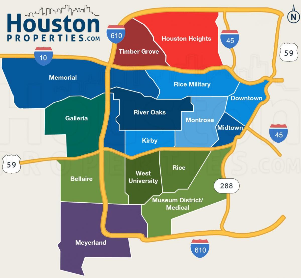քարտեզ շրջակայքի Houston